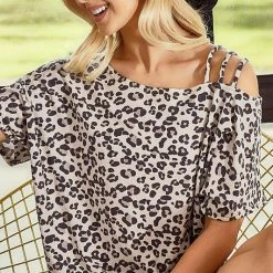 Bibi Leopard Strapped Shoulder Top