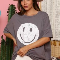 Fantastic Fawn Charcoal Oversized Smiley Tee 6 Fantastic Fawn Charcoal Oversized Smiley Tee