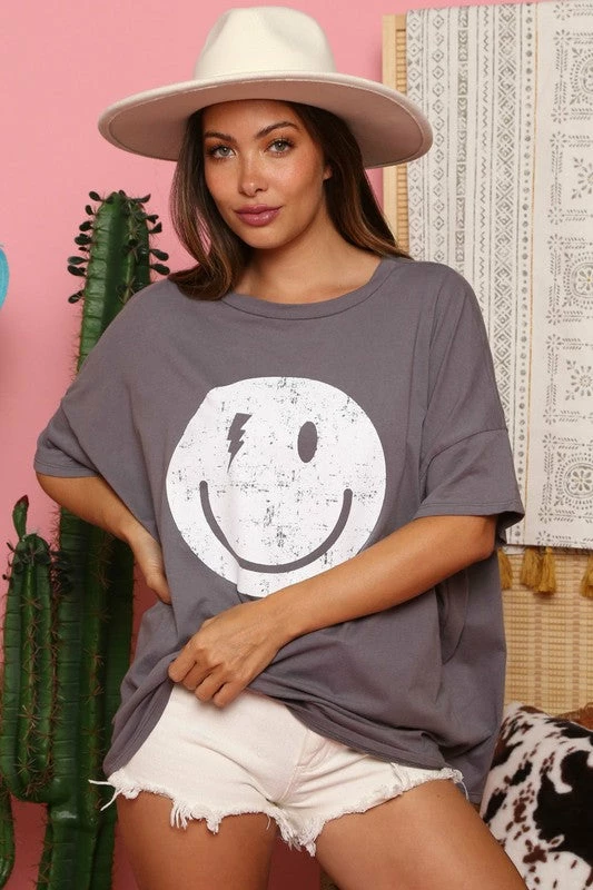 Fantastic Fawn Charcoal Oversized Smiley Tee 3 Fantastic Fawn Charcoal Oversized Smiley Tee
