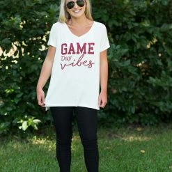Timing Game Day! White/Burgundy Game Day Tee