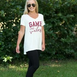 Timing Game Day! White/Burgundy Game Day Tee 9 Timing Game Day! White/Burgundy Game Day Tee