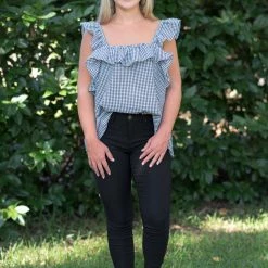 &Merci Game Day! Black/White Gingham Top