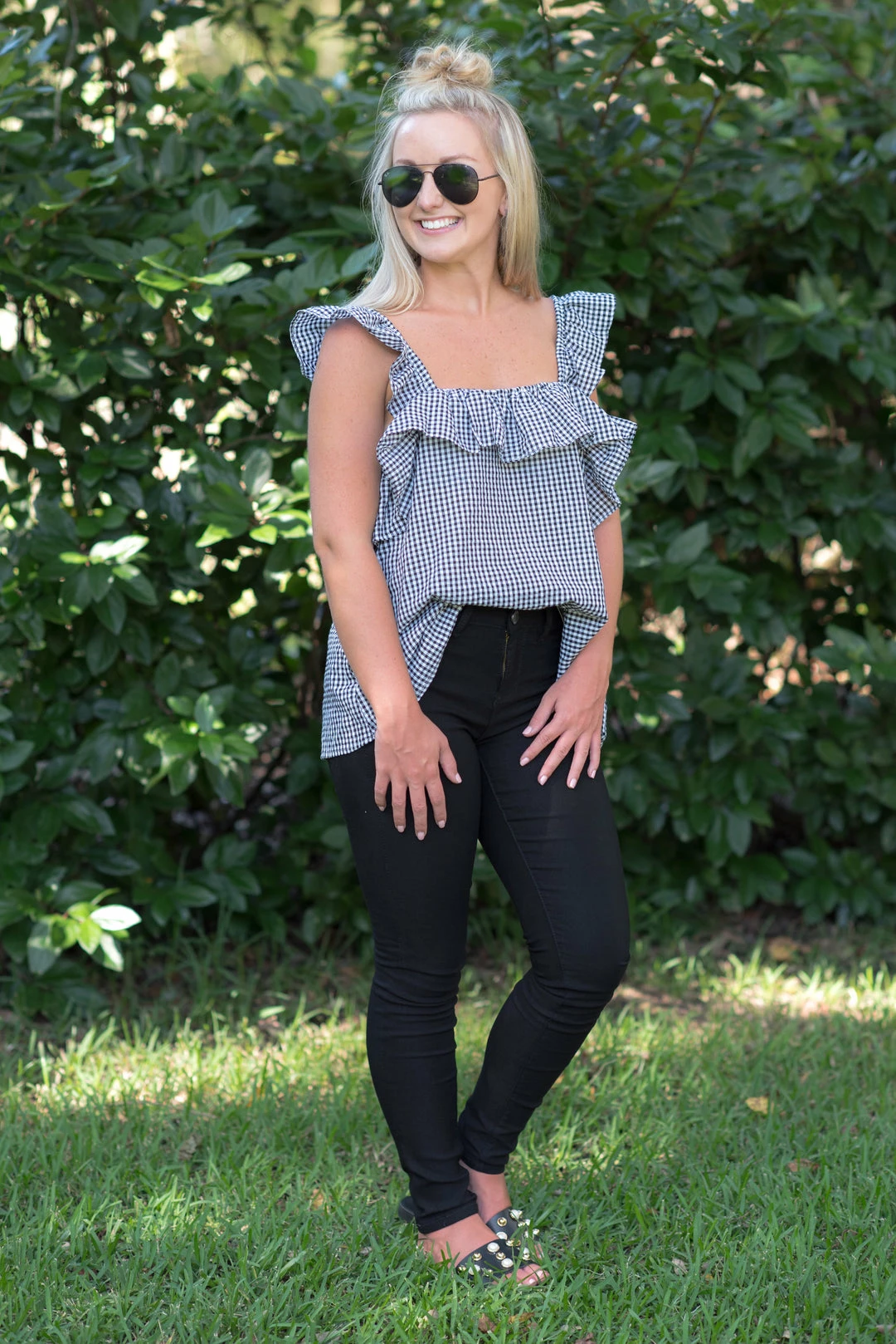 &Merci Game Day! Black/White Gingham Top 4 &Merci Game Day! Black/White Gingham Top