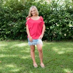 Glam Red Cold Shoulder Top Final Sale