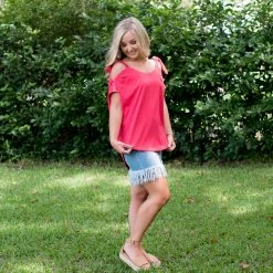 Glam Red Cold Shoulder Top Final Sale