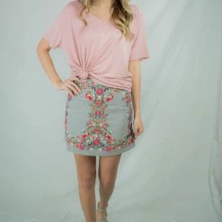 UMGEE Cool Grey Embroidered Skirt