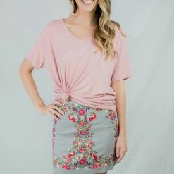 UMGEE Cool Grey Embroidered Skirt