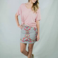 UMGEE Cool Grey Embroidered Skirt