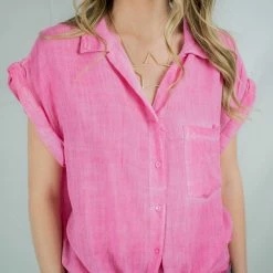 UMGEE New Arrivals Hot Pink Button Up