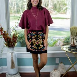 Flying Tomato Final Sale Burgundy Suede Top