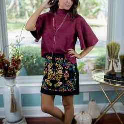 Flying Tomato Final Sale Burgundy Suede Top