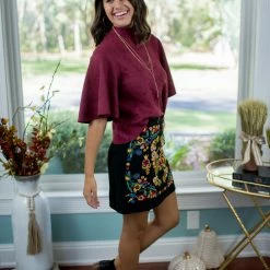 Flying Tomato Final Sale Burgundy Suede Top