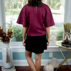 Flying Tomato Final Sale Burgundy Suede Top