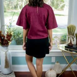 Flying Tomato Final Sale Burgundy Suede Top
