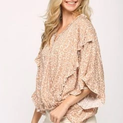 Gigio New Arrivals Dusty Apricot Printed Top