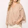 Gigio New Arrivals Dusty Apricot Printed Top