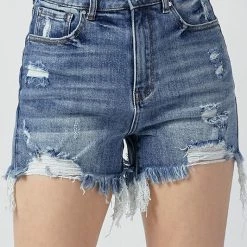 Risen Denim High Rise Distressed Shorts New Arrivals