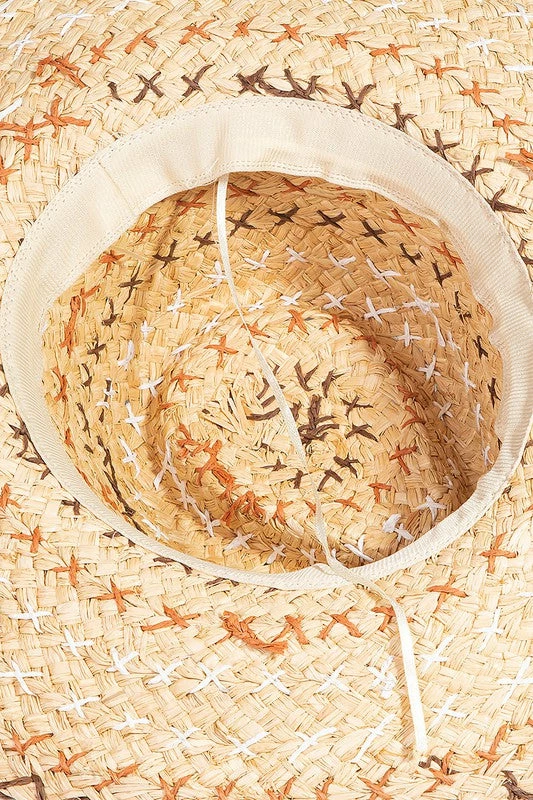 Wall To Wall New Arrivals Straw Basket Weave Pattern Fedora Hat 2 Wall To Wall New Arrivals Straw Basket Weave Pattern Fedora Hat