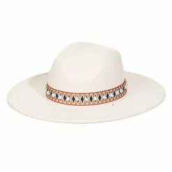 Wall To Wall New Arrivals Ivory Pearl Band Fedora Hat