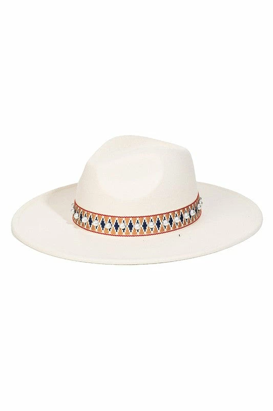 Wall To Wall New Arrivals Ivory Pearl Band Fedora Hat 1 Wall To Wall New Arrivals Ivory Pearl Band Fedora Hat