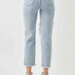 Risen High Rise Straight Jeans