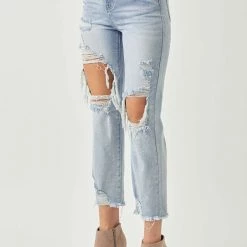 Risen High Rise Straight Jeans