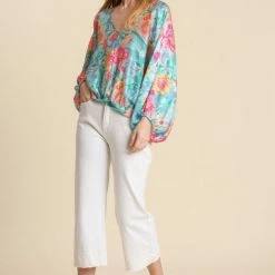 UMGEE New Arrivals Mint Floral Top