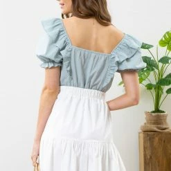 Blu Pepper New Arrivals Mint Lace Top