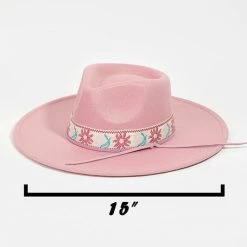 Wall To Wall Flower Pattern Strap Fedora Hat New Arrivals