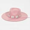 Wall To Wall Flower Pattern Strap Fedora Hat New Arrivals