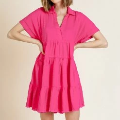 UMGEE Hot Pink V Neck Dress New Arrivals 7 UMGEE Hot Pink V Neck Dress New Arrivals