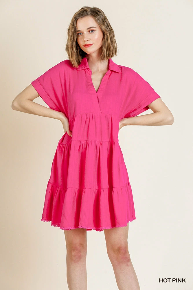 UMGEE Hot Pink V Neck Dress New Arrivals 4 UMGEE Hot Pink V Neck Dress New Arrivals