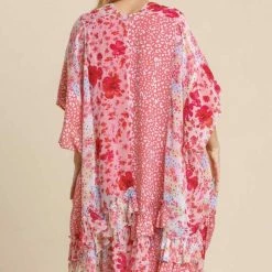 UMGEE New Arrivals Light Pink Floral Kimono