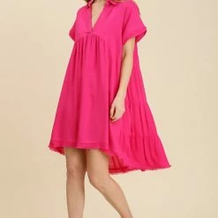 UMGEE Hot Pink Linen Dress New Arrivals