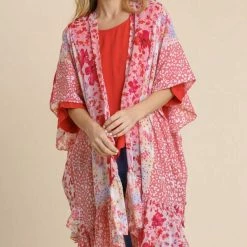 UMGEE New Arrivals Light Pink Floral Kimono