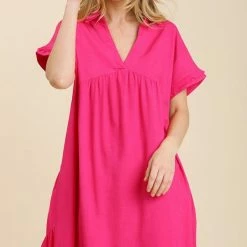 UMGEE Hot Pink Linen Dress New Arrivals