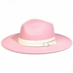 Fame Accessories Pink Faux Leather Strap Hat