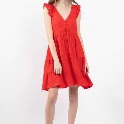 Very J Red Tiered Dress