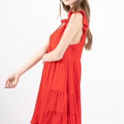 Very J Red Tiered Dress