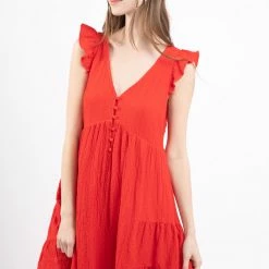 Very J Red Tiered Dress