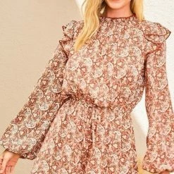 Main Strip Dresses Brick Printed Romper