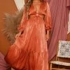 Peach Love Rust Satin Maxi