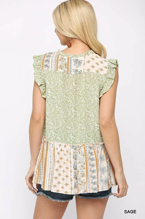 Gigio Sage Printed Top 2 Gigio Sage Printed Top