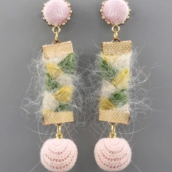 Golden Stella Accessories Thread Twist & Ball Dangle Earrings