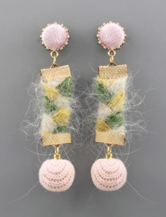 Golden Stella Accessories Thread Twist & Ball Dangle Earrings 1 Golden Stella Accessories Thread Twist & Ball Dangle Earrings