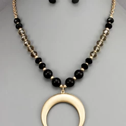 Golden Stella Crescent Bead Necklace