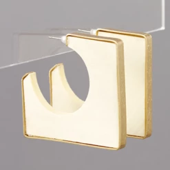 Golden Stella Accessories Ivory Square Wood Hoops