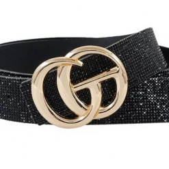 Girly Black Crystal Coated Belt