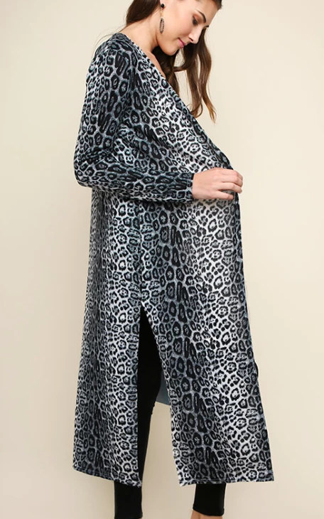 UMGEE Final Sale Stone Grey Cheetah Duster 3 UMGEE Final Sale Stone Grey Cheetah Duster