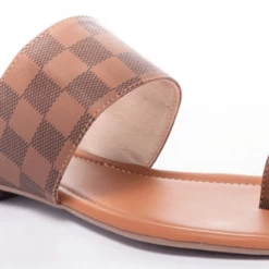 Enriko Brown Checker Pattern Sandals Final Sale